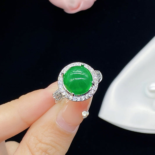 Natural Icy Chalcedony Jasper Open Female Rings