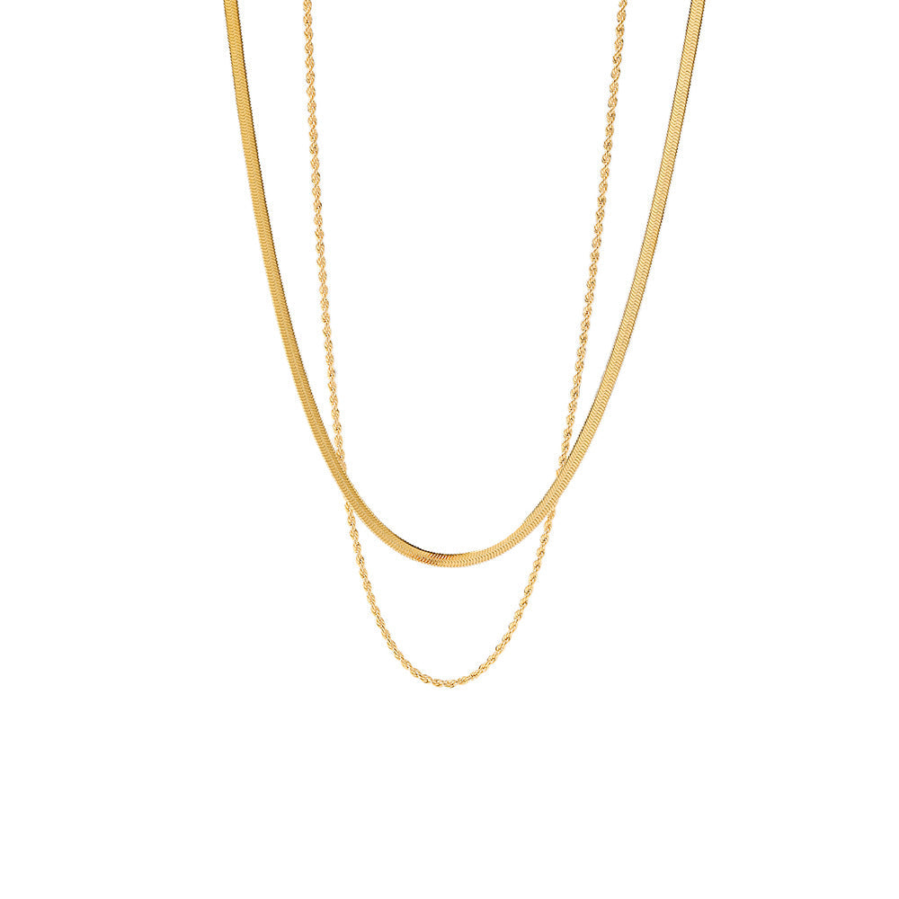 Women's Classic Simple Jewelry Gold Plated Blade Chain Like Necklaces