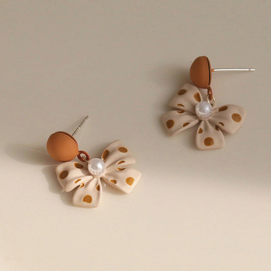 Women's Sier Bow Elegant High-grade Simple Eardrops Earrings