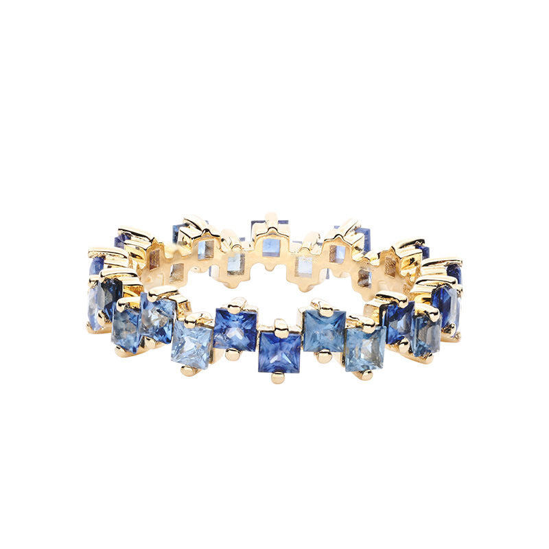 Women's Blue Rainbow Gold-plated Inlaid Color Sapphire Rings