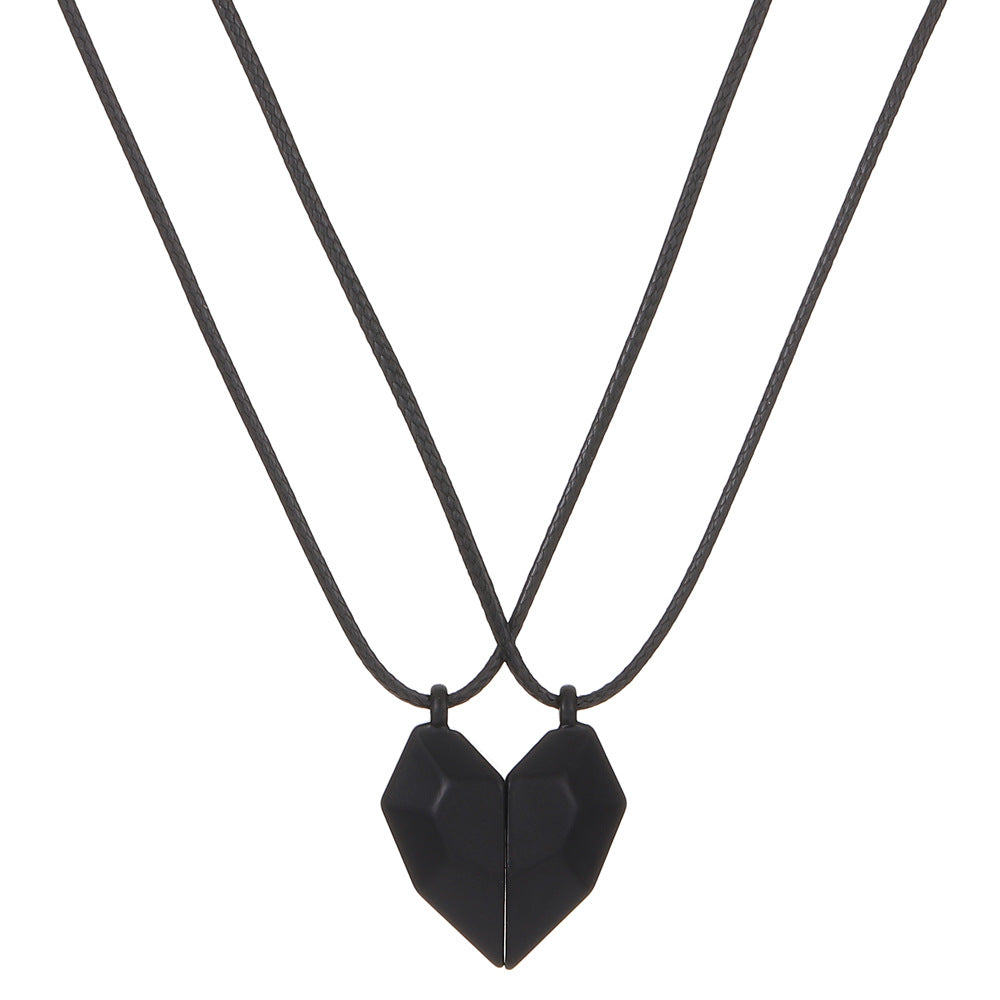 Pair Of Magnetic Heart-shaped Clavicle Chain Necklaces