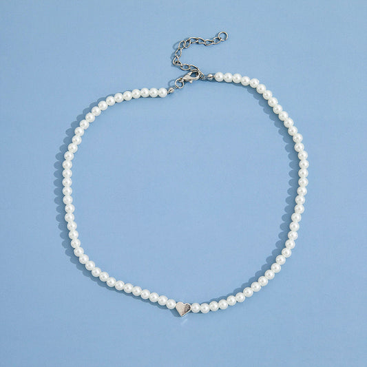 Simple And Short Pearl Heart Fashion Necklaces