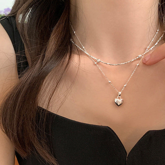 Sier Love Metal Female Niche Retro Necklaces