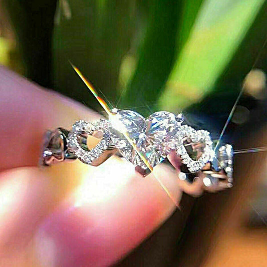 Style Fresh Simple Fashion Heart-to-heart Zircon Female Rings