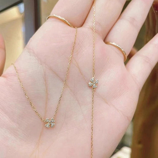 Diamond Four-leaf Clover Lucky Sier Plated Bracelets