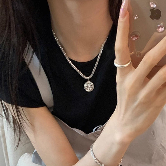 Women's Luxury Minority Tin Foil Round Shiny For Fashionable Necklaces