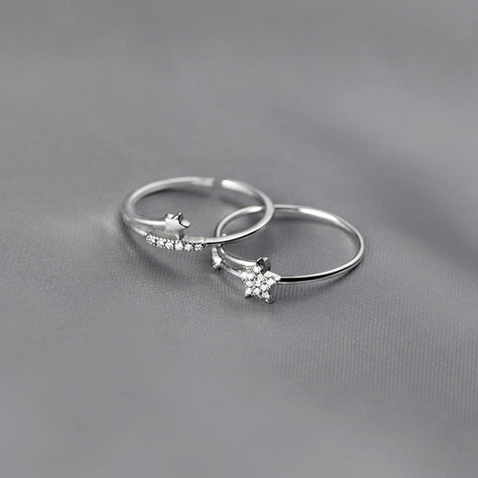 Personality Fashion Combination Twin Diamond Meteor Girlfriends Rings