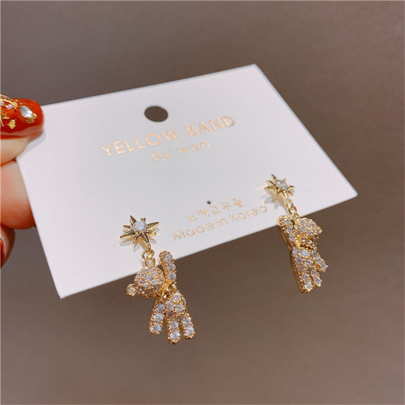 Personality Small And Simple Full Diamond Earrings