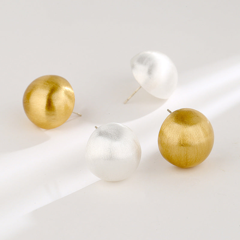 Brushed Temperament Ball Female Frosty Style Earrings