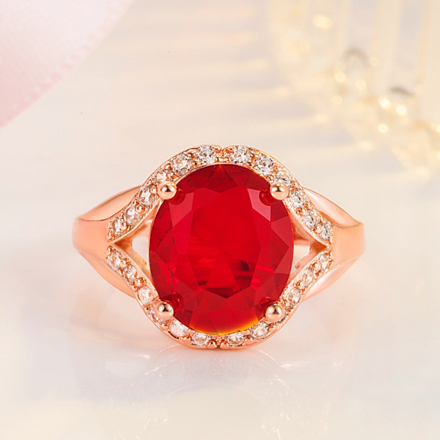 Rose Gold Plated Color Crystal Jacinth Rings