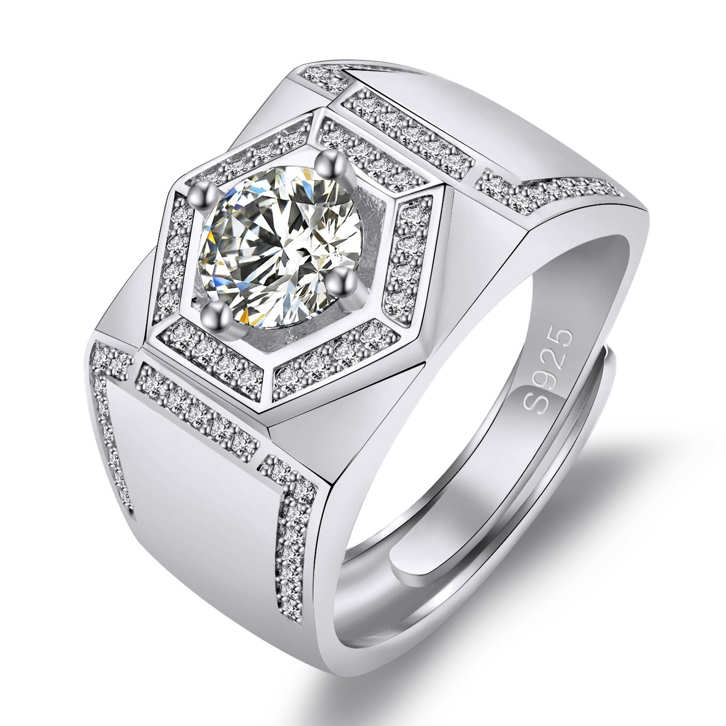 Men's Imitation Moissanite Carat Diamond Platinum Plated Rings