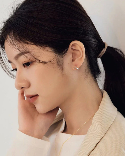 Women's Sier Korean Sterling Cute Spring Rotating Ear Earrings