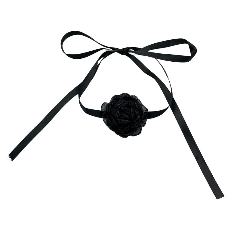 Retro Black Dinner Party Camellia Collar Sexy Necklaces