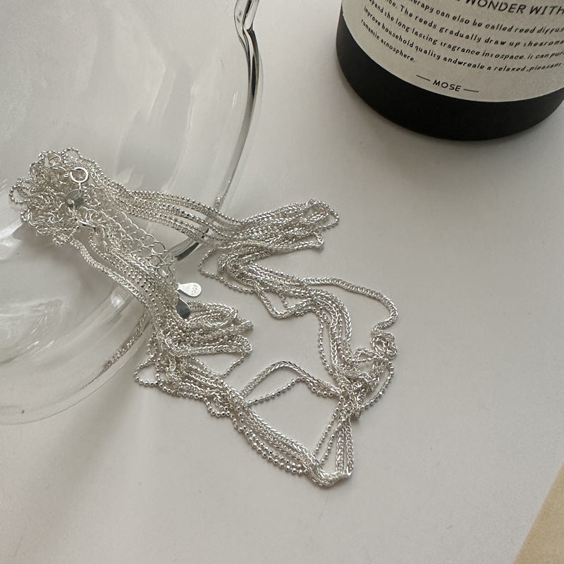 Stackable Flash Bead Simple Style Design Side Clavicle Necklaces