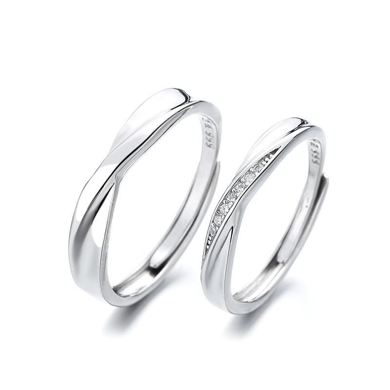 Sier Mobius Couple Open Personalized Simple Rings