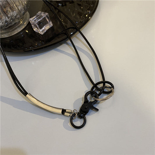 Women's & Men's And Accessories Design Functional Leather Rope Button Necklaces
