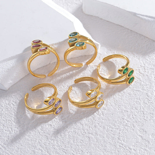 Gold-plated Leaf-shaped Titanium Personality Creative Opening Rings