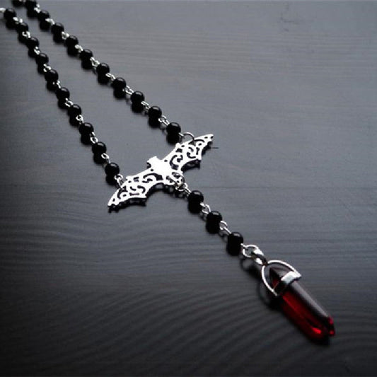 Fashion Simple Jewelry Moon Hexagon Prism Bat Necklaces