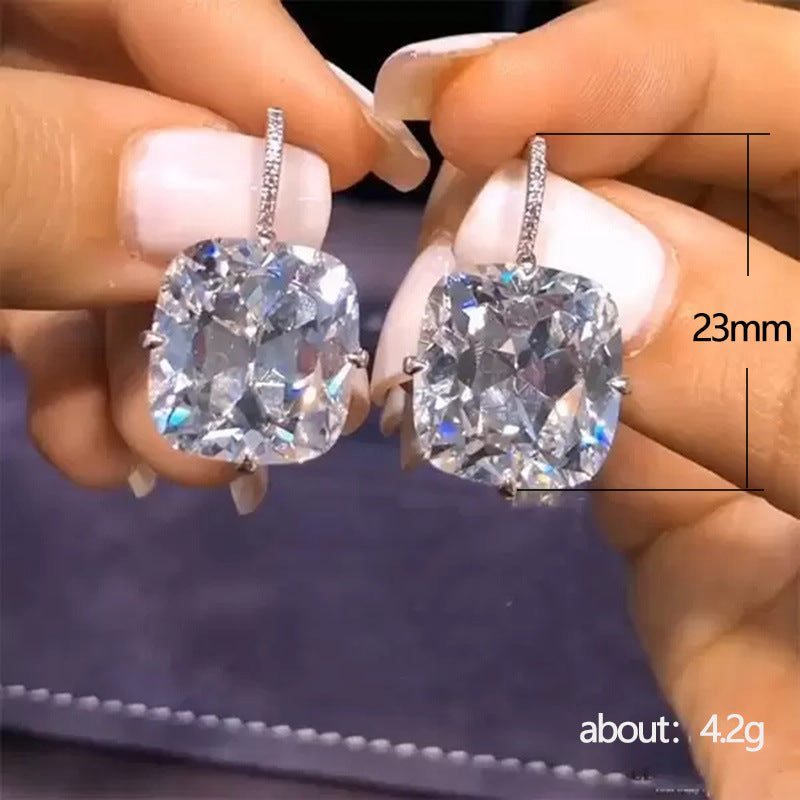 Shi Elegant Square Zircon Female Lady Earrings
