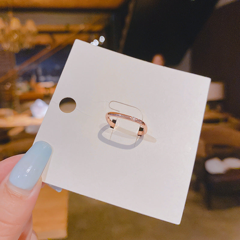 Micro Inlaid Zircon Couple Small Square Finger Pair Of Rings