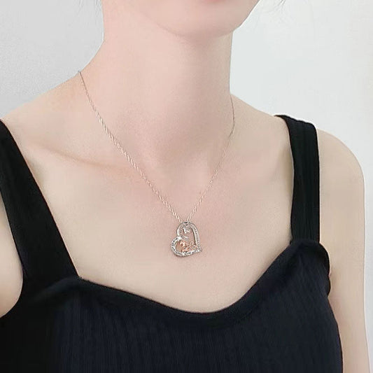Women's Heart-shaped Rose For Simple Lettering Love Necklaces