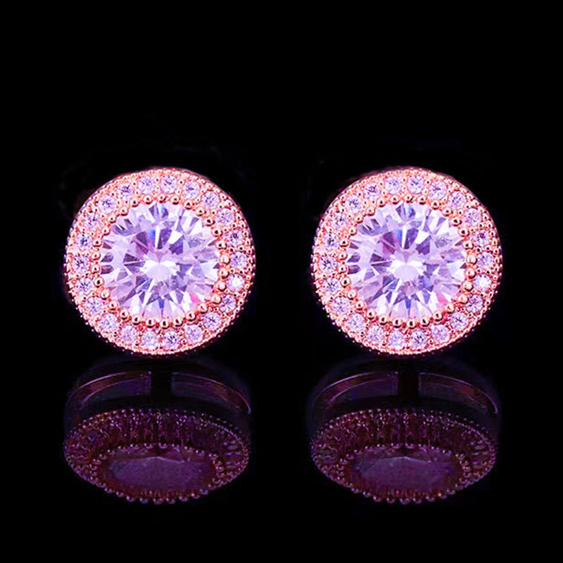 Women's Round 2 Karat Imitation Imported Color Moissanite Full Diamond Earrings