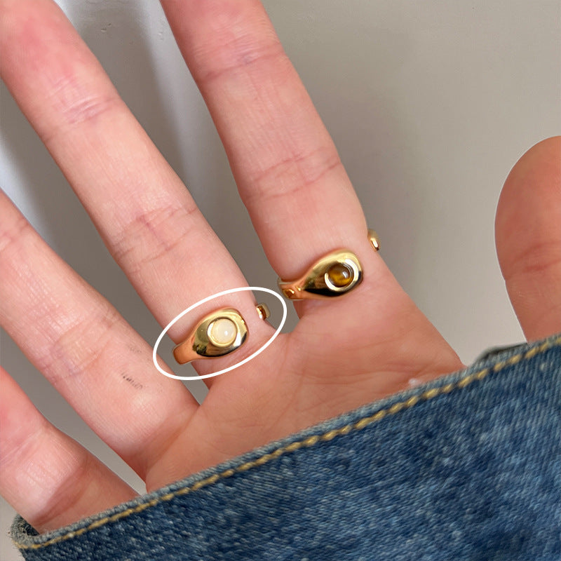 Women's Opal Shell Open For Retro Personality Rings