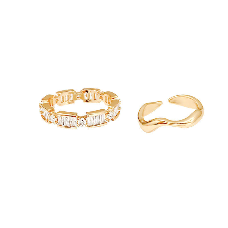 Women's Two-piece Set Light Luxury Minority Open Rings