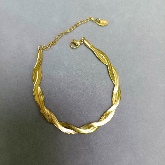 Women's Titanium Steel Gold Cross Snake Bone For Niche Design Bracelets