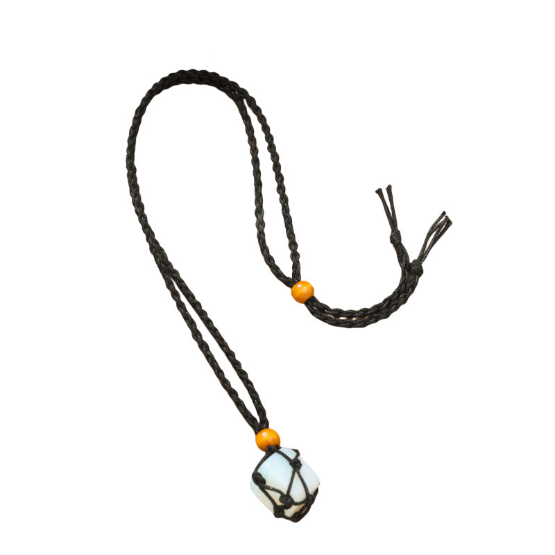 Particle Irregular Natural Stone Pendant Mesh Necklaces