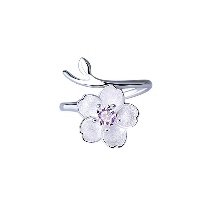 Zircon Flower Index Finger Female Minimalist Creative Rings