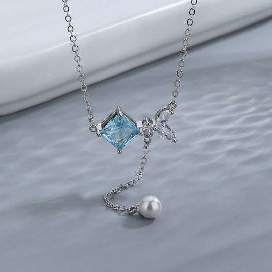 Pearl Light Luxury Exquisite Tassel Topaz Female Style Temperament Necklaces