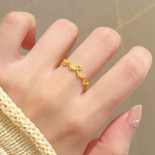 Love Heart-shaped Female Light Luxury Minority Wave Rings