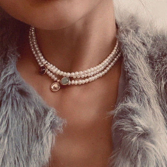 Women's Design Clavicle Chain Birthstone Lucky Stone Necklaces