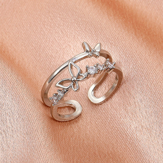 Interest Light Luxury Temperament Inlaid Zircon Rings