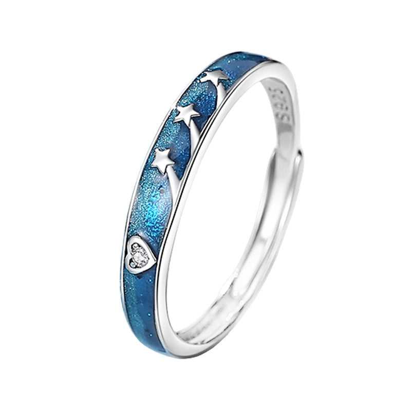 Sier Bright Star River Couple Fresh Rings