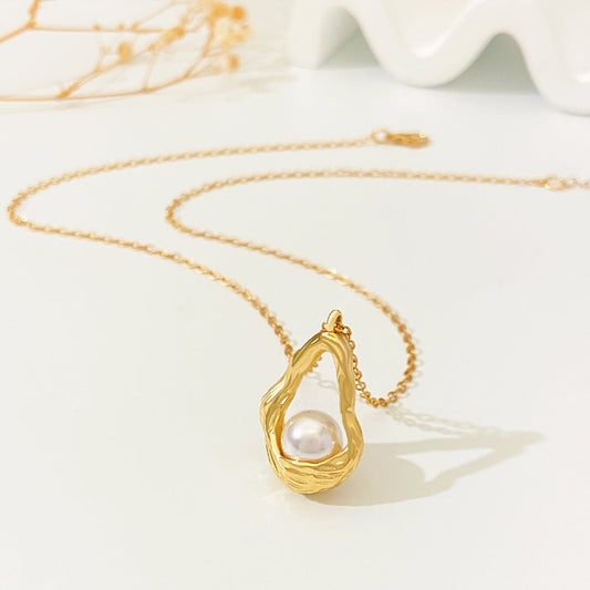 Inlaid Pearl Flower Basket Pendant Personalized Necklaces