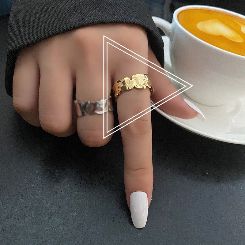 Fashion Tin Foil Irregular Metal Female Rings