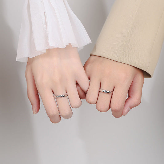 Sier Couple Niche Jewelry Open-end Personality Rings