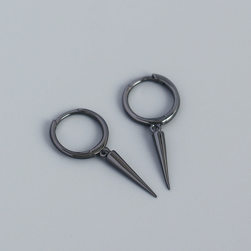 Sier Ear Clip Metallic Rivets Conical Earrings