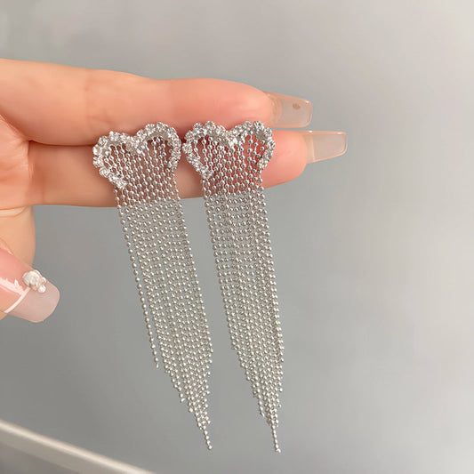 Women's Wild Korean Style Long Full Diamond Earrings