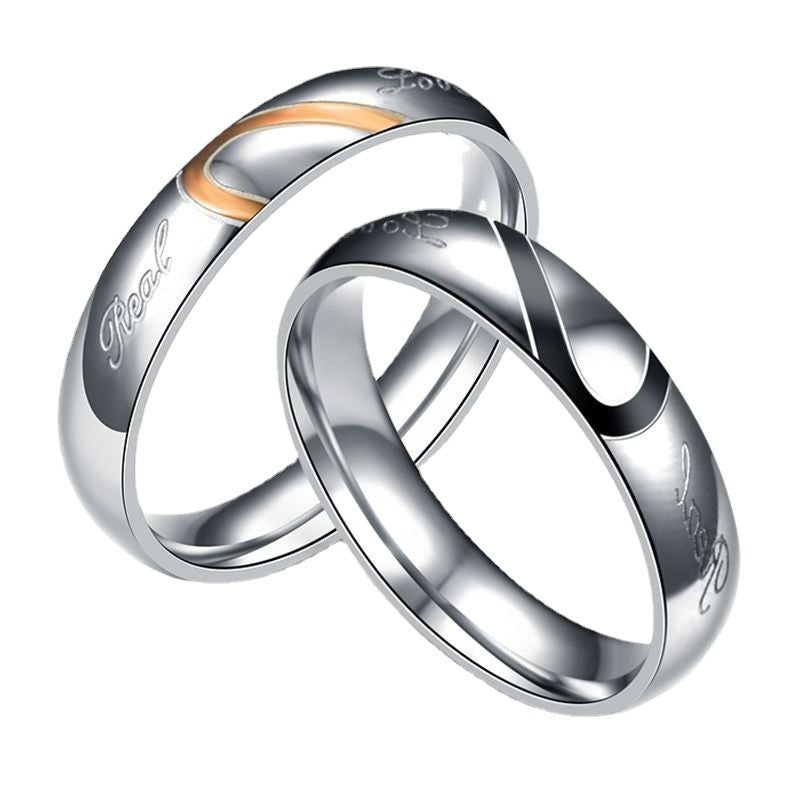 Jewelry Simple Half Heart Shaped Stainless Steel Rings