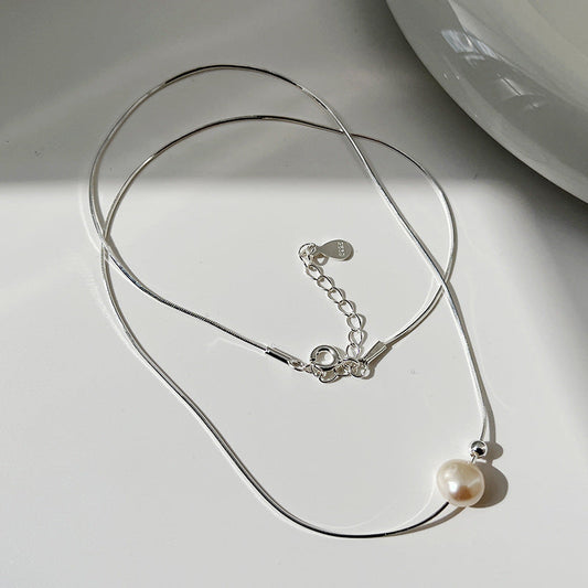 Women's Sier Pearl Ball Beads For Gentle Simple Graceful Niche Necklaces