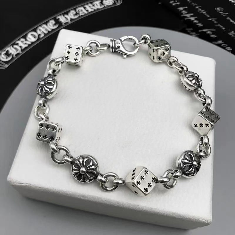 Men's Crook Dice Cross Retro Cruciate Flower Bracelets