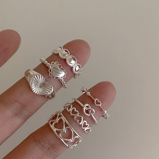 Heart Female French Retro Minority Design Sense Rings