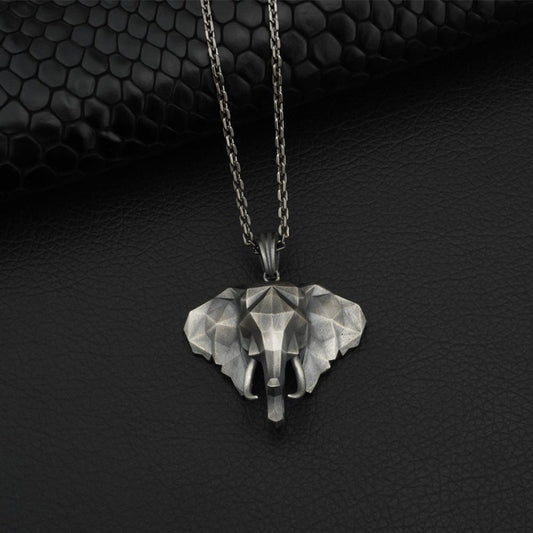 Men's Pure Tin Elephant Retro Pendant Animal Necklaces