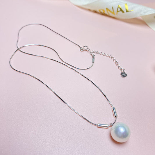 Simple Fine Snake Bones Chain Pearl Necklaces