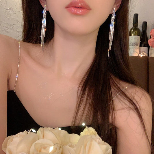 Tassel Gold And Sier Two-color Design Earrings