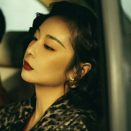 Crazy Chen Shuting Vintage Metal Button Circle Earrings