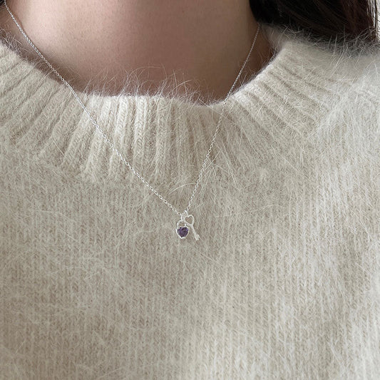 Female With Hearts Key Clavicle Chain Spring Pink Necklaces